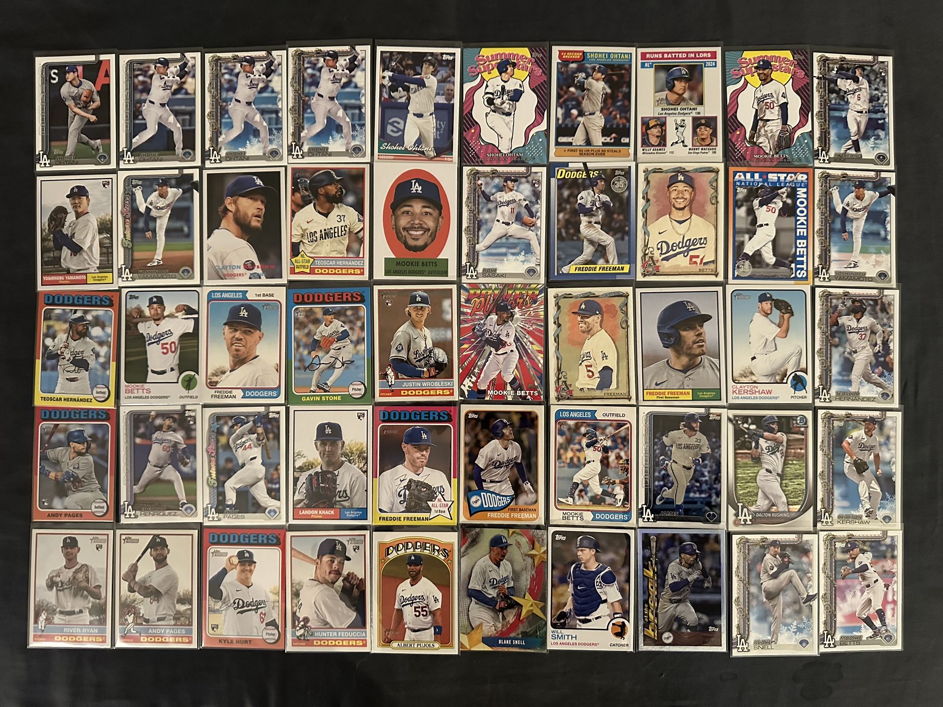 Los Angeles Dodgers Topps Lot Of 75 - Series 1/2, Heritage, Archives, Chrome +++