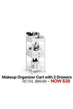 Makeup Organizer Cart with 2 Drawers