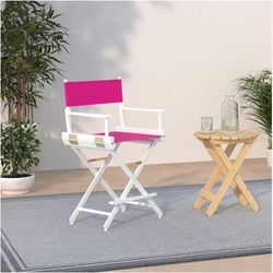 Casual Home White Frame / Pink Canvas 24” Counter Height Directors Chairs