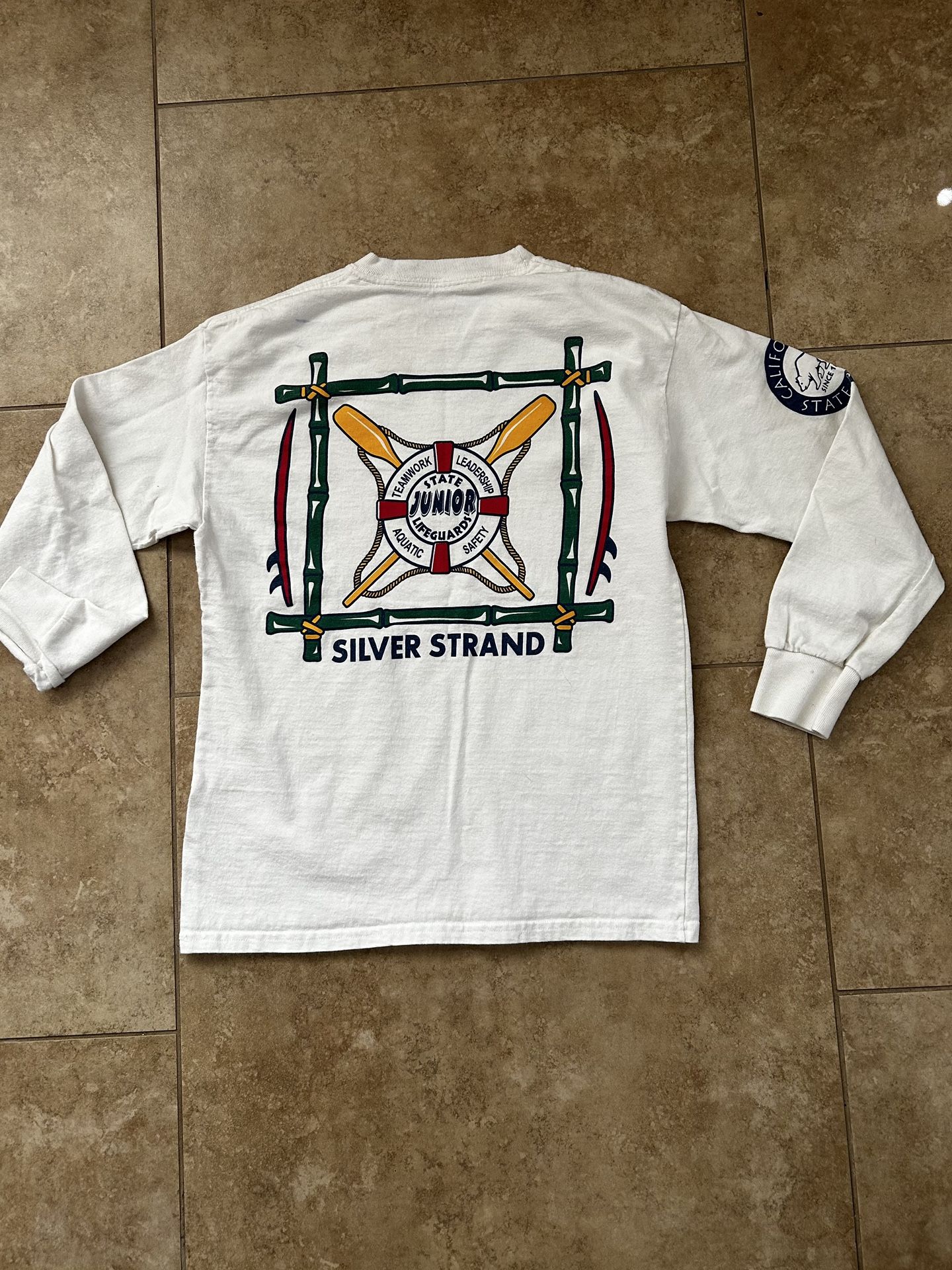 Youth Long Sleeve T-shirt Size M (10/12) State JUNIOR Lifeguard Silver Strand