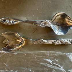 Arthur Court Bunny Rabbit Salad Servers 1991 Aluminum w Box