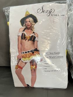 4 PC. Sexy Kandy Korn Witch Costume- S/M