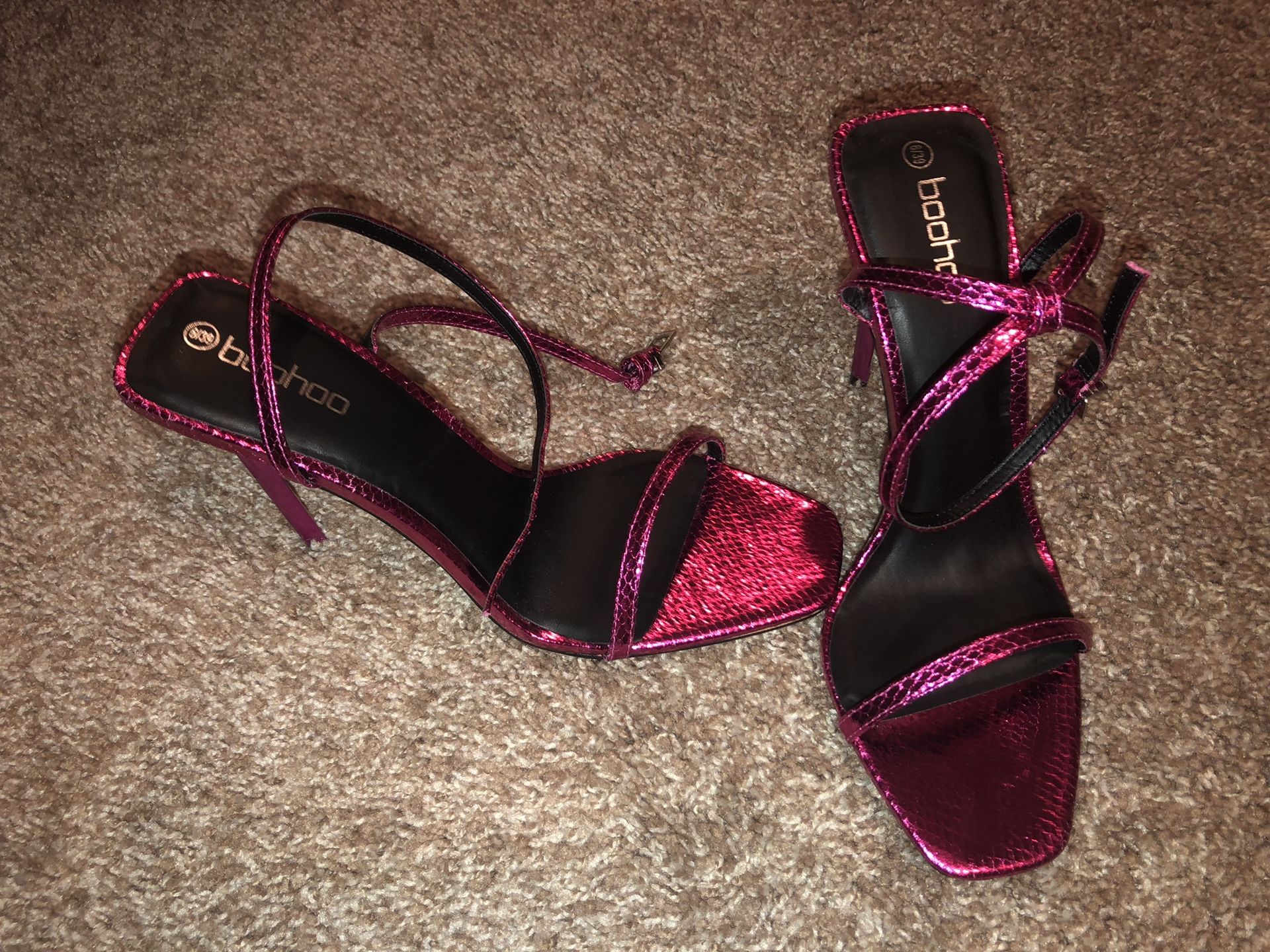 Pink mock snake skin heels size 8
