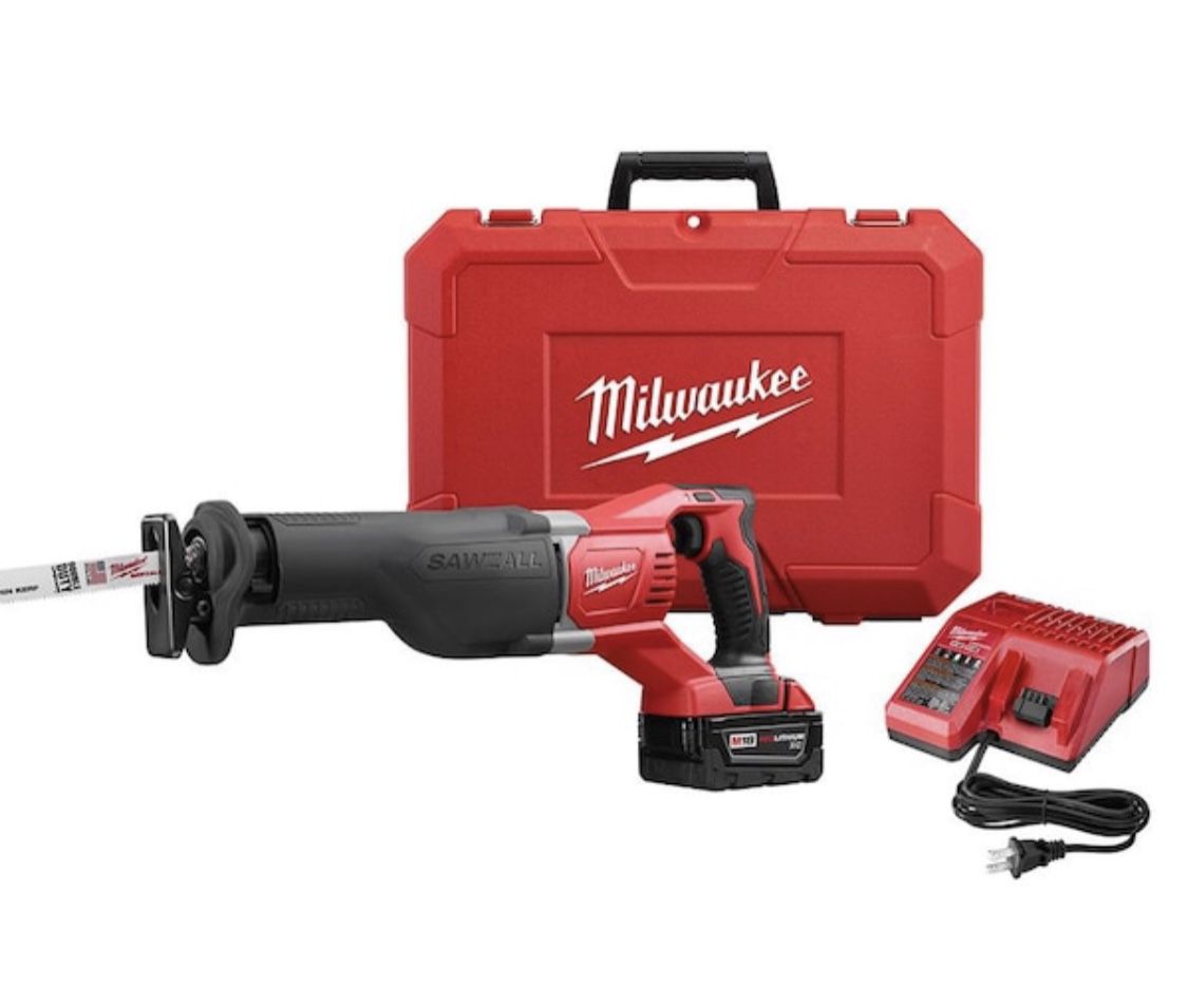 Milwaukee M18 Li-Io Cordless Sawzall Reciprocating Saw Kit w/battery, Charger, Case