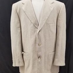 Men's Beige Bert Pulitzer 100% Silk Suit Coat Sz R42