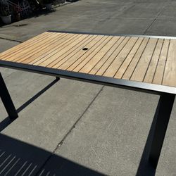 Outer Teak & Aluminum Outdoor Dining Table In New Condition!
