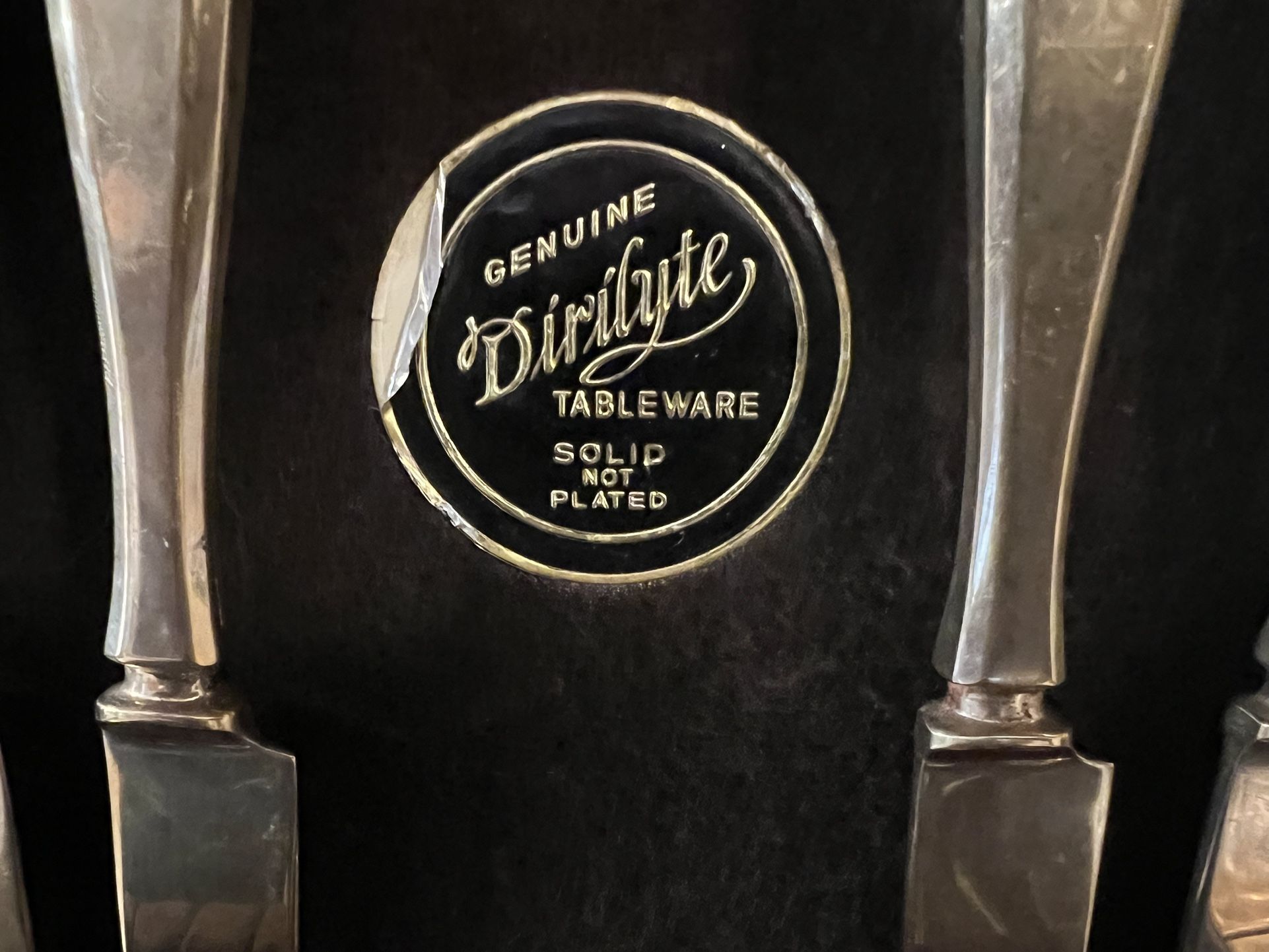 Vintage Genuine Dirilyte Dirigold Gold Tone Flatware 69 pieces w/ Naken’s Wooden Box