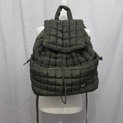 Iris & Rainbow Puff Backpack quilted Olive Green