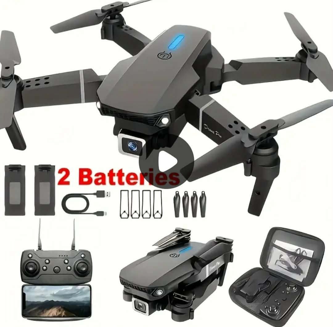 The New E88 PRO MaxDrone Comes with a Remote Control, Built-in 4K Dual Cameras, Motors & Abstacle Avoidance Function, Led Lights, Foldable Quadcopter