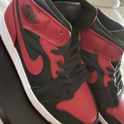 Mens Jordan Air Force 1 Mid Red/Black/White 