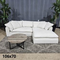 RH - Cream Restoration Hardware Linen Original Cloud Couch (2pc) | Classic Bench (Delivery Available!! )