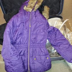Two Cold Weather Purple And Black Jackets Size 14 And 16 Kids 