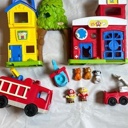 Fisher Price Little People Animal Rescuers Playset + Fire Rescue Set