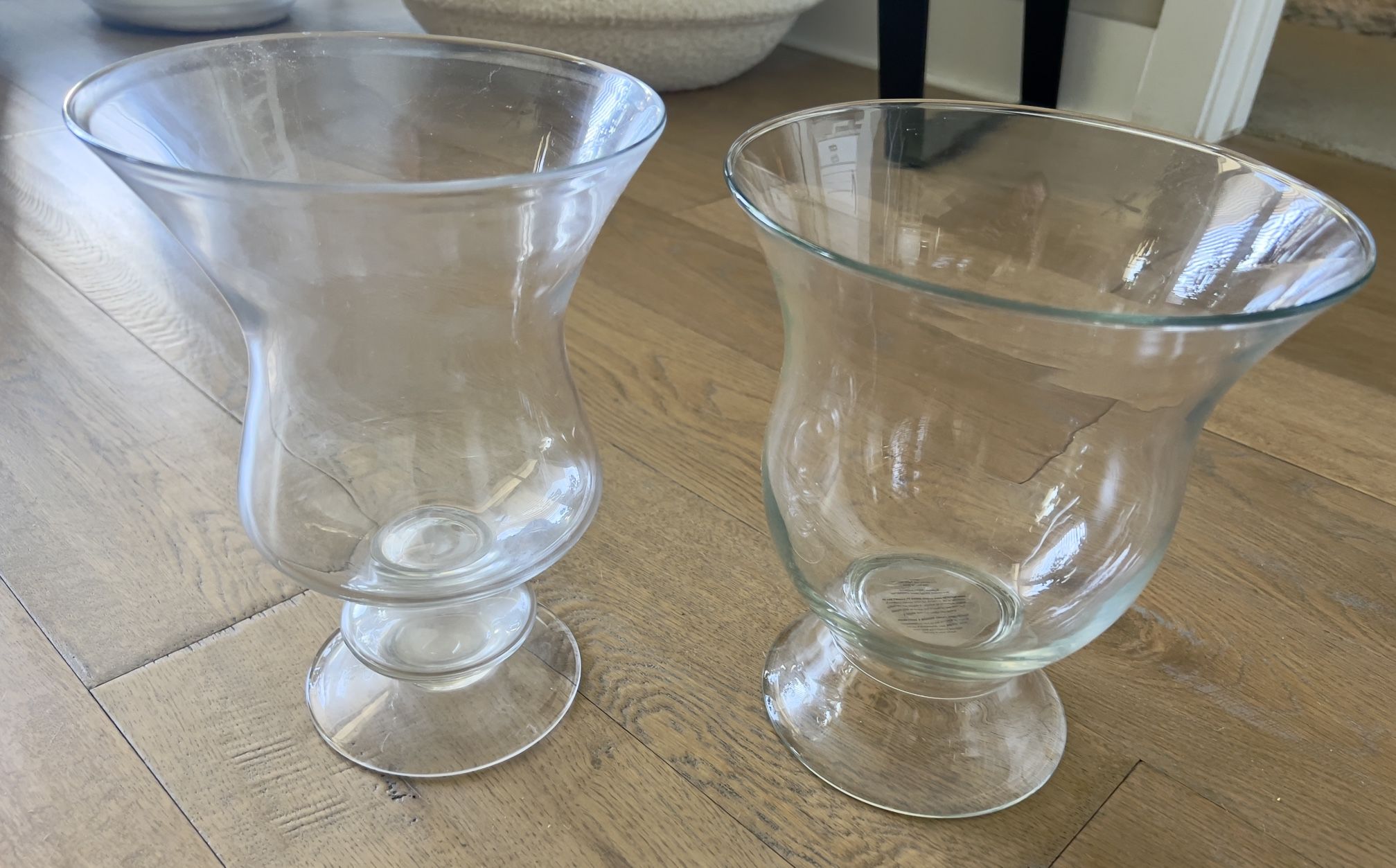 2 Pottery Barn Glass Hurricane Candle Holders