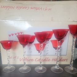 Candeleros De Crista Color Rojo Ideal Para Regalo O Una Cena Romántica 