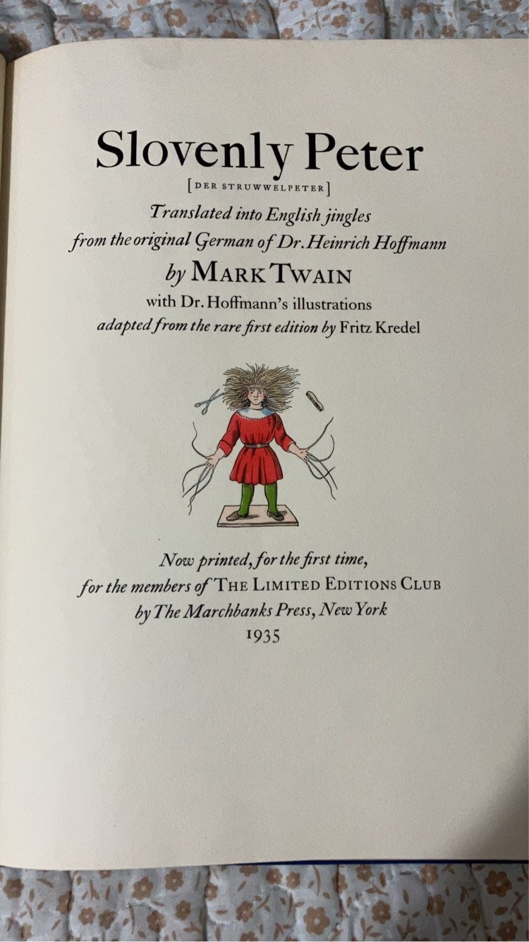 Slovenly Peter By Mark Twain 1935