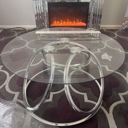 Glass round coffee table