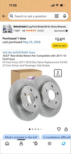 AUTOSTEADY Rear Brake Rotors Pair for Ford Focus