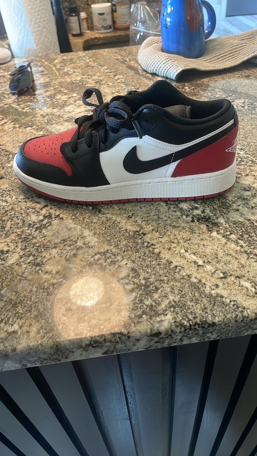 Air Jordan Lows Red Black And White (used Once And Comes With Box)
