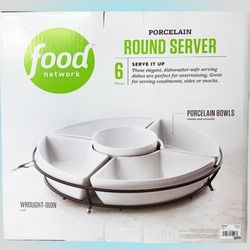 Food Network™ 6-pc. Bowl & Server Set, White Bowls W/Wrought Iron Stand