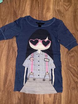 Marc Jacobs Navy Long Sleeve Tee with Pink Graphic