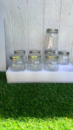 YINGERHUAN Tarros de vidrio de boca regular, tarros de vidrio transparente de 16 onzas con tapas de metal plateado para sellar, tarros de conservas pa