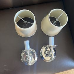 Set of two silver /cream wall sconces
