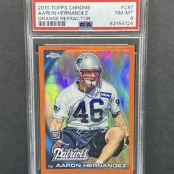 Topps 2010 Aaron Hernandez Rookie Card - Orange Refractor! PSA 8 (NEAR MINT - MINT)