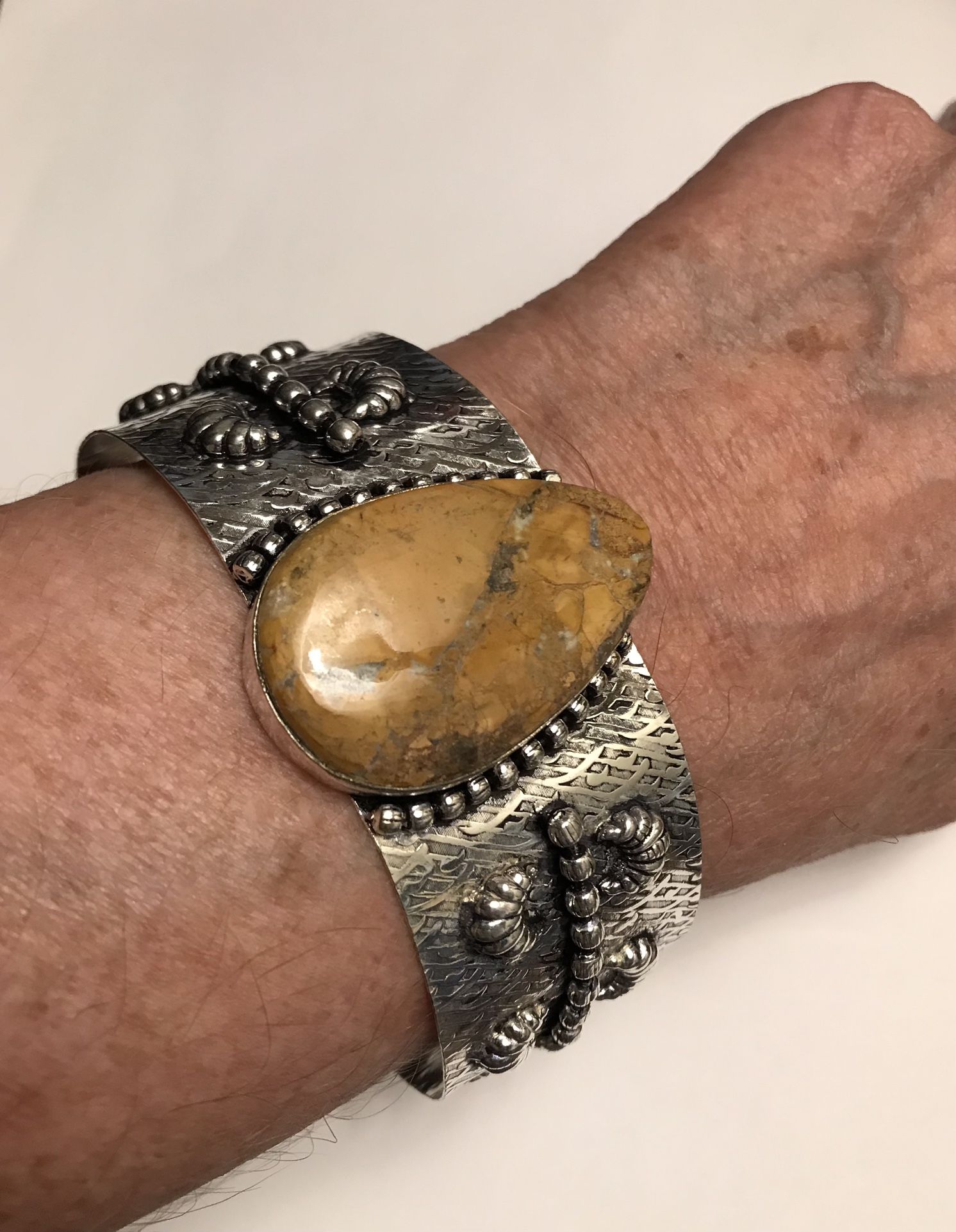Maligano Jasper 925 Sterling Silver Cuff Bracelet 
