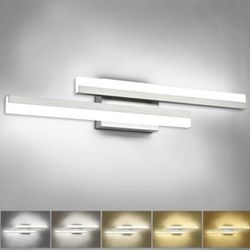 PRESDE 24 Inch LED Vanity Light Brushed Nickel Bathroom Light Fixtures Over Mirror Modern Bath Lighting Bar 5CCT