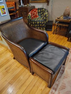 Rattan chair and ottoman
