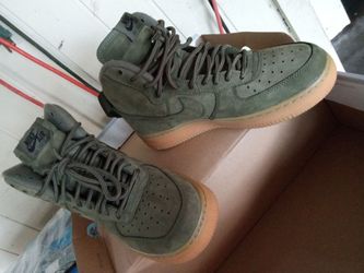 Olive leather Air Force ones