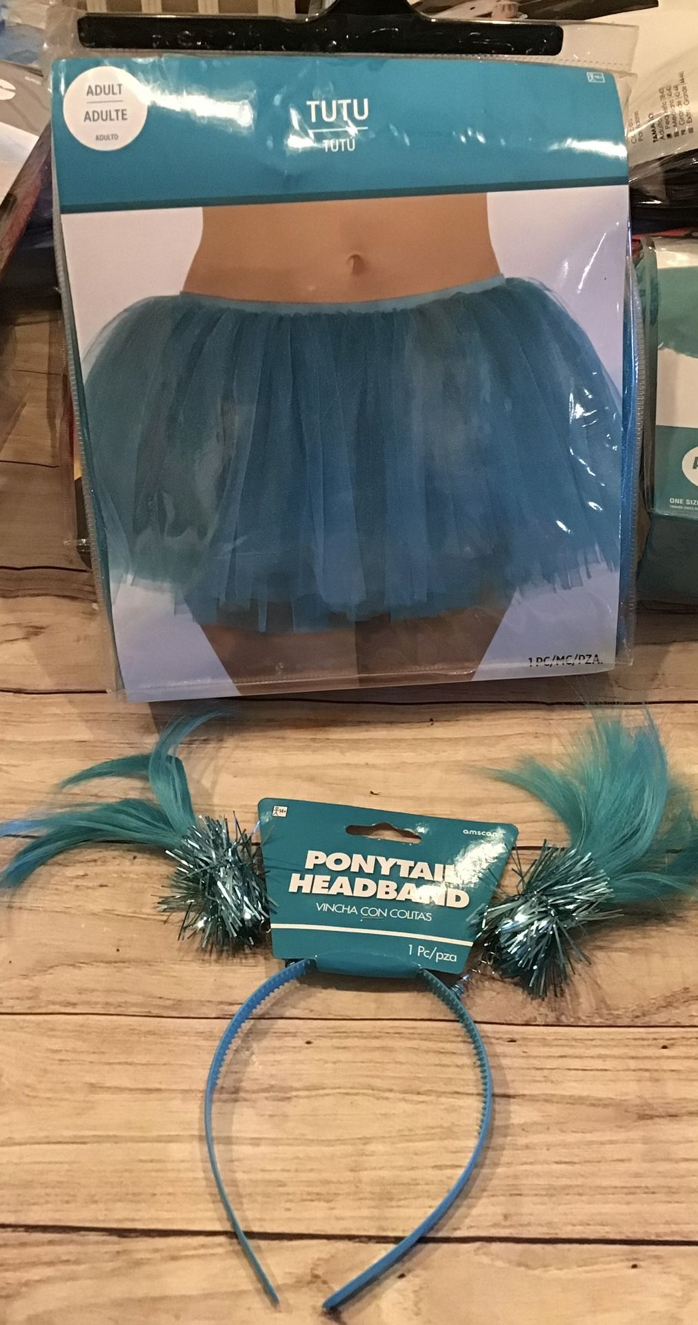 Tutu Teal Adult One Size With Pony Tail Headband 