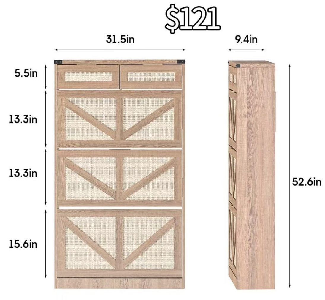 😀 Shoe Cabinet with 3 Flip Drawers & 2 Drawers,Freestanding Shoe Storage Cabinet for Entryway,Farmhouse Narrow Slim Organizer Rack