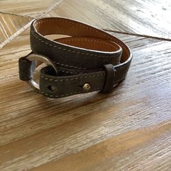 COACH Grey Leather Wrap Wrist Bracelet 16”