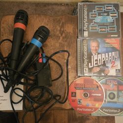 PlayStation 2 SingStar Microphones & 20 PS2 Games Lot