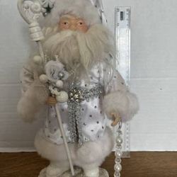 13" Beautiful Highly Detailed White Robed Father Christmas Santa Claus
