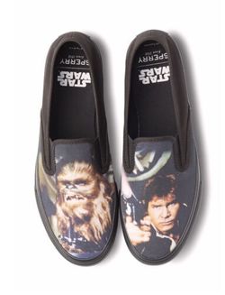black, star wars Sperry slip ons 9.5