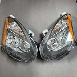 Pair 2008-2015 Nissan Rogue Left Right Side Black Halogen Headlights Assembly  Headlamps 