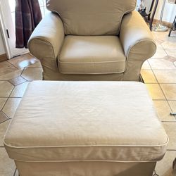 Tan Ektorp Fold Out Loveseat, Armchair and Storage Footstool