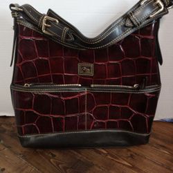 Dooney& Bourke Authentic Brown Croc Embossed Leather Shoulder Bag