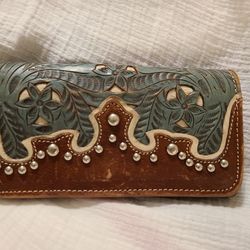 American West Tooled Leather Wallet Country Cowgirl Cowboy Wallet 