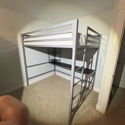 Loft bed with desk. Full size mattress