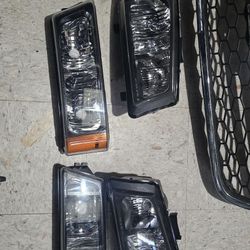 Grille,Headlight Kit, Brackets Set For 03-06 Chevy Silverado