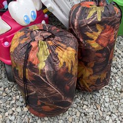 2 Camo Sleeping Bags For Camping Or Sleeping Over 
