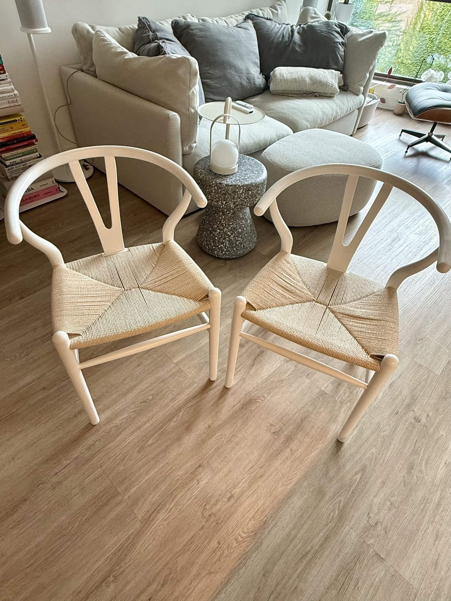 US$200 - White Wishbone Chairs (set of 2)