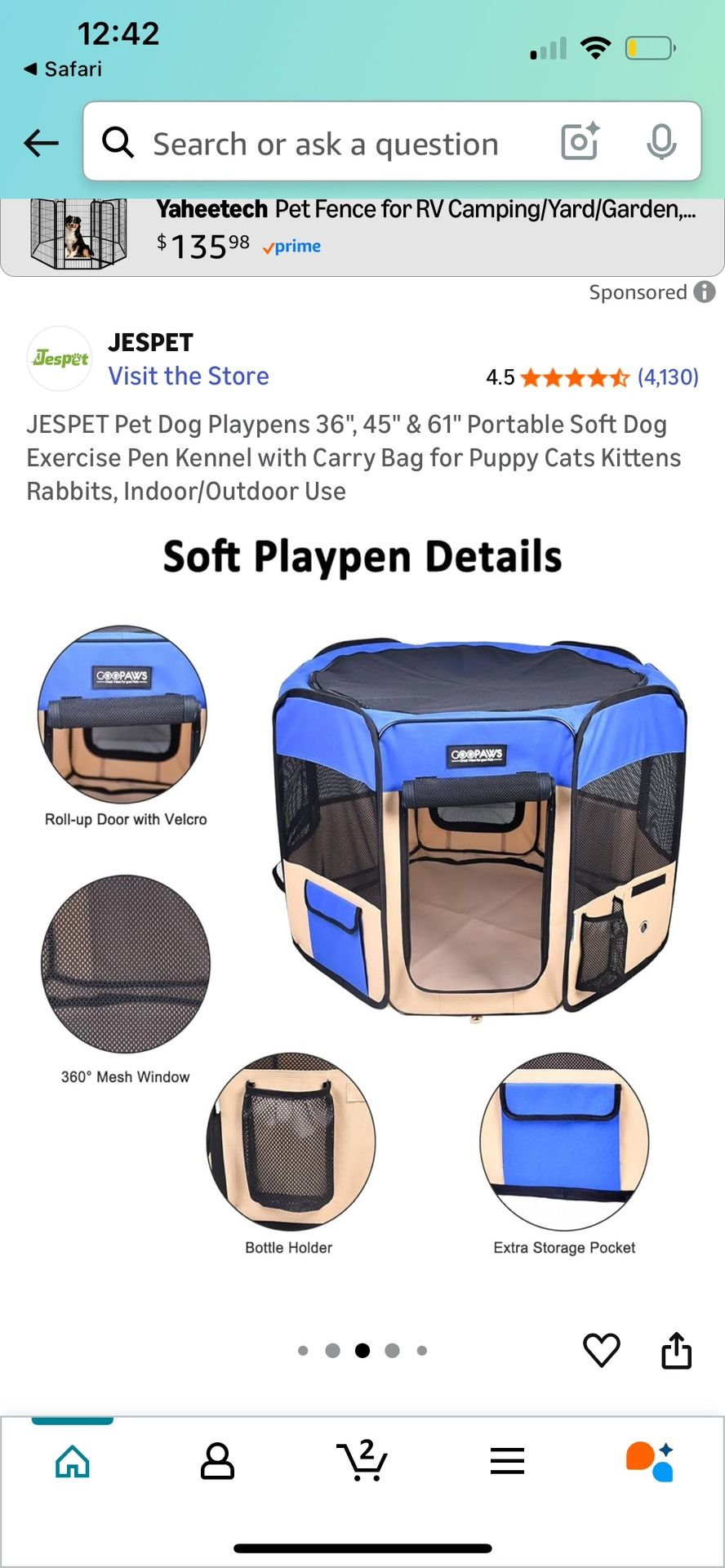 Portable Dog/Cat Playpen/Kennel