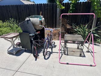 Garage Cleanout Bundle – Bikes, Gymnastics Bar, Tables & More