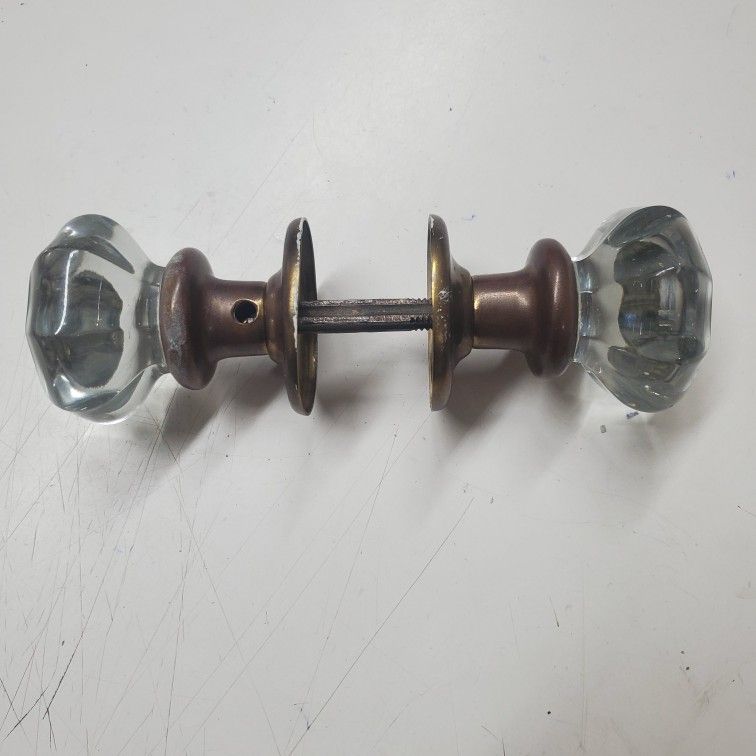Antique Glass And Brass Door Knob