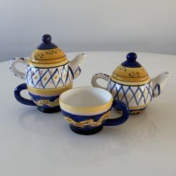 Bella Casa by Ganz Hand Painted  Stackable Mediterranean Ceramic Tea Cup